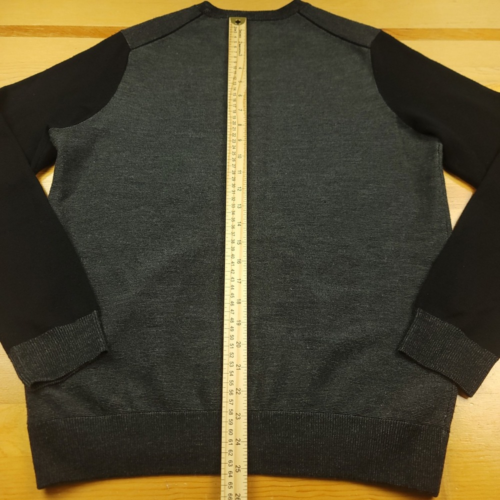 Vince Mens Gray Black Wool Blend Crew Neck Sweater Size M - Picture 11 of 13